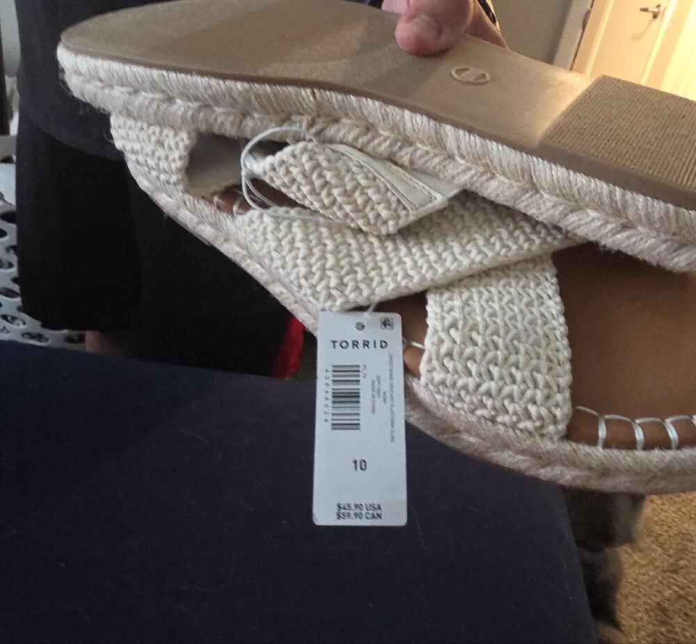 torrid Ivory Crochet Crossband Espadrille Slide Sandals - Picture 3 of 5